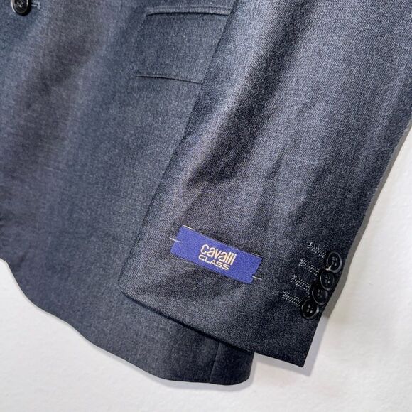 CAVALLI CLASS BY ROBERTO CAVALLI Slim Fit Wool Suit Blazer Size 54/48 - Picture 12 of 13